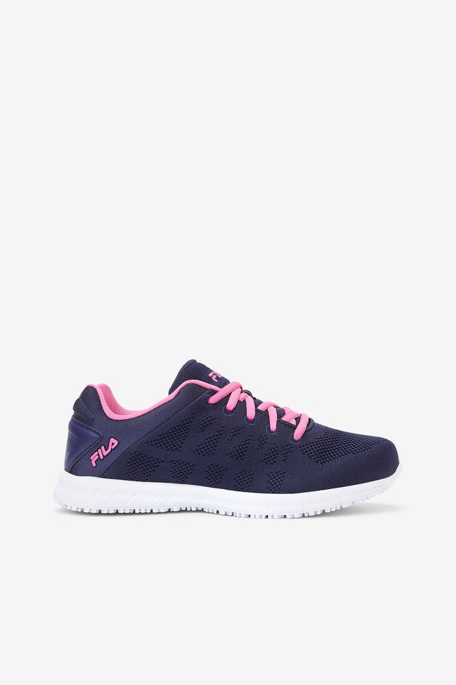 Fila Work Shoes Womens Navy/Pink Memory Techknit Slip And Water Resistant - Ireland 67029-YLCX